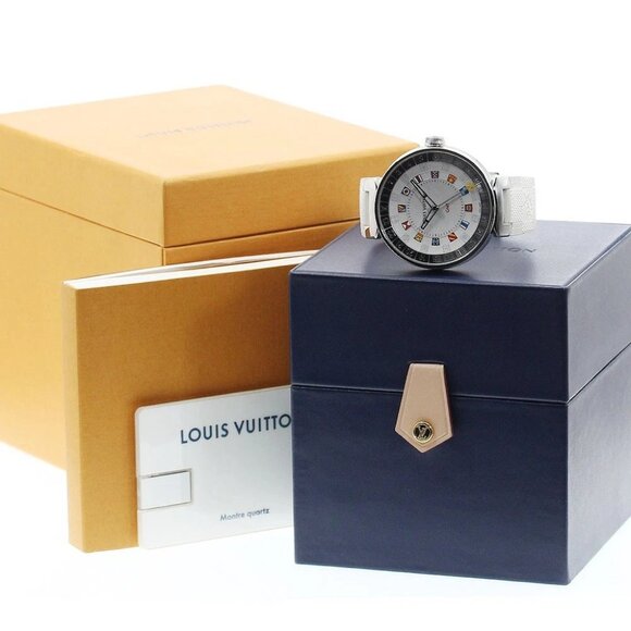LOUIS VUITTON Tambour Moon QA096 Dual time GMT Silver Dial Quartz Men's - Picture 1 of 10